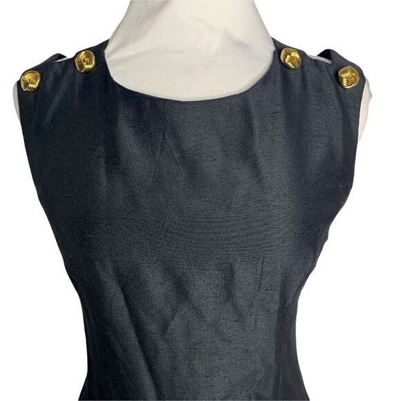 Vintage Scott McClintock Sheath Dress S Black Sleeveless Cross Back Knee Length - Picture 2 of 7